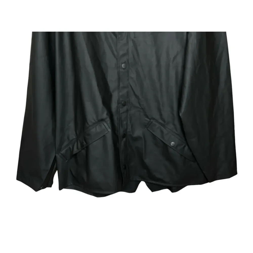 Rains Button Down Hooded Rain Black Jacket Unisex M/L